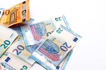 Obraz na płótnie Canvas European banknotes of euros, close up