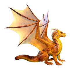 3D Rendering Fairy Tale Dragon on White