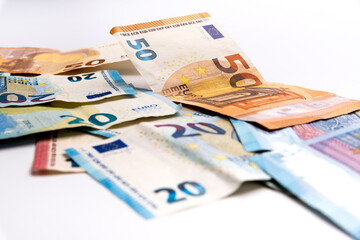 European banknotes  of euros, close up