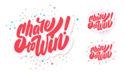 Share to win. Vector banners set.