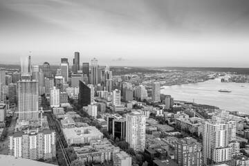 Plakat Seattle city downtown skyline cityscape in Washington State, USA