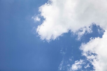 Obraz premium The vast blue sky, clouds sky. Blue sky background with tiny clouds. Sky panorama background