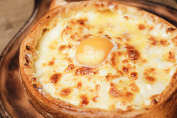  Adjari Khachapuri with egg yolk and cheese