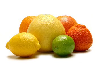 Zitrusfrüchte, Clementine, Grapefruit, Orange, Zitrone und Limette.