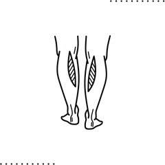 plastic surgery and calf enlargement  vector icon in outlines