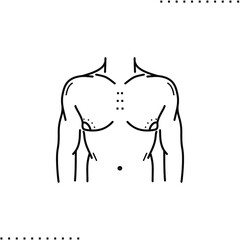 plastic surgery and body shape correction, gynecomastia  vector icon in outlines