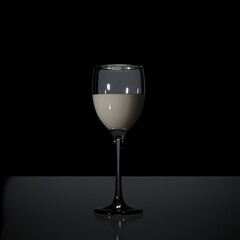 Glass of milk on black background