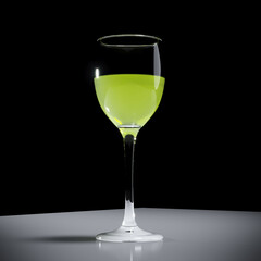 Glass of lime on black background