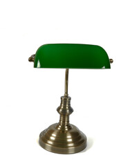 green library lamp isolated on white background