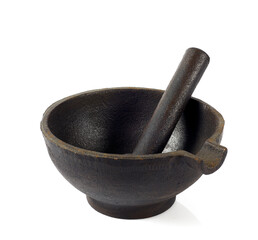 black metallic mortar isolated on white