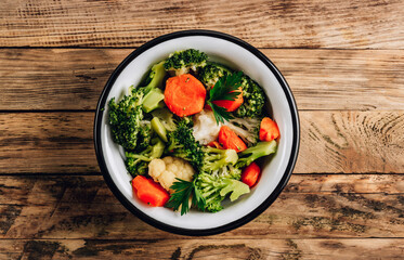 Steamed vegetables - broccoli,carrot and cauliflower