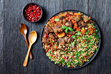 lamb stew with pearl couscous and pomegranate