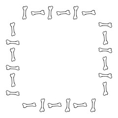 Square frame with black-and-white bones for Halloween. Vector image.