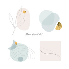 Modern abstract shapes art. Trendy organic forms and line art drawing.