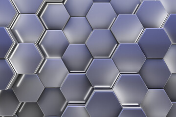 Hexagonal glowing cells. Abstract background.