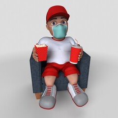 3D Cartoon Sports Character in face mask