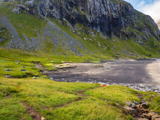 Lofoten, View for  Kvalvika Beach, Norway
