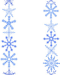 Snowflake vertical parallel borders seamless pattern Christmas winter holidays template, symbol of end of year family celebration, festive mood simple pattern, invitation, clipart, repeat ornament