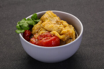 Caucasian cuisine - baked eggplant and tomato