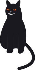 Halloween black cat isolated on white  background. Vector illustration in cartoon style for stickers, patches. Vector EPS 10