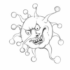 Angry cartoon virus. Coronavirus.