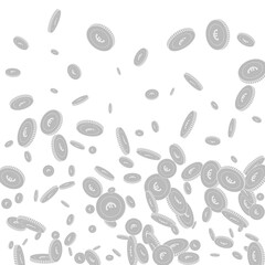 European Union Euro coins falling. Scattered black