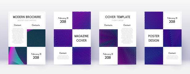 Business brochure design template set. Neon abstra