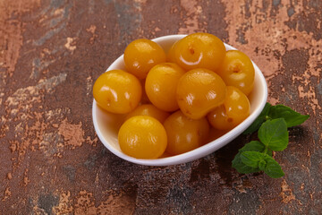 Yellow ripe cherry dessert
