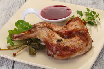 Roasted rabbit legs