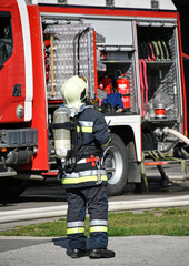 Firefighter at the scene of a fire