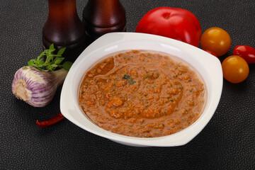 Famous Spanish gazpacho tomato soup