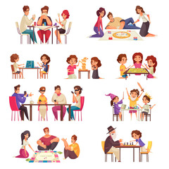 People Board Games Icon Set