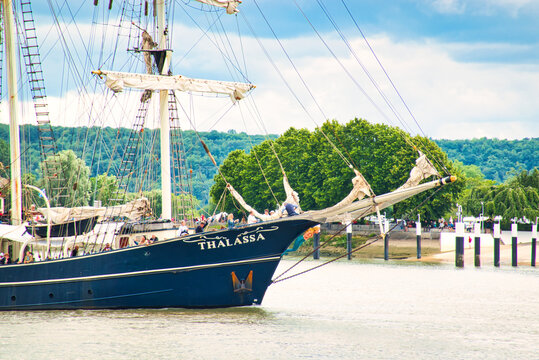 Dutch barquentine Thalassa sails on the Seine River in France for Armada exhibition