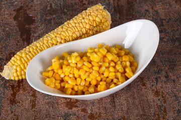 Young corn seeds in the bowl