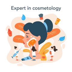 Cosmetologist concept, skin care and treatment. Young woman