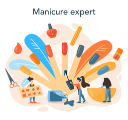 Obraz na płótnie Canvas Manicurist service concept. Beauty salon worker. Nail treatment
