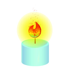 Blue candle with yellow light sparks and glow effect