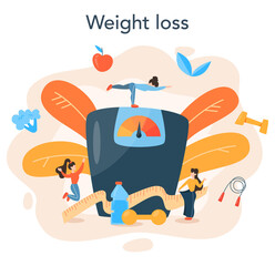 Slimming specialist. Diet, plan, healthy, food, physical, activity.