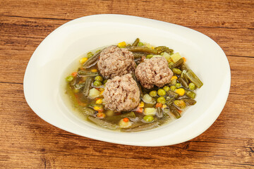Soup with vegetables and meat balls