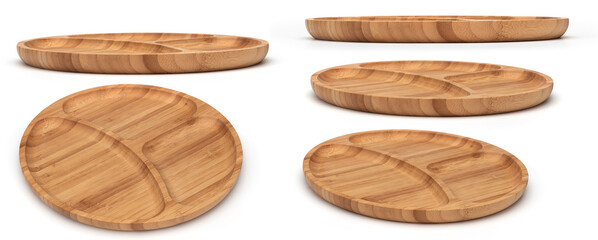 Empty bowl or tray for fruits secs and nuts isolated on white.