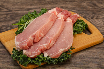 Raw pork steak for cooking