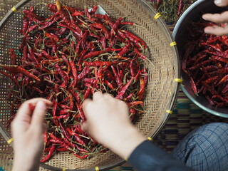 Dry hot chillis background, Dried red chilli, Food ingredient,  Red dry chilli texture background.
