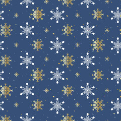 Christmas seamless pattern with snowflakes for wrapping paper, packaging, textile.