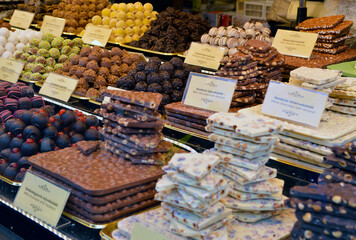 chocolate and delicious cookies at the market stall