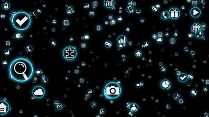 Technology Icon Network Symbol Digital devices on the Internet 3D illustration