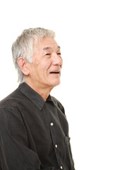 senior Japanese man dreaming at his future