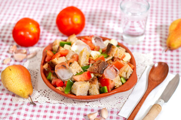 typical cold Portuguese Gaspacho meal