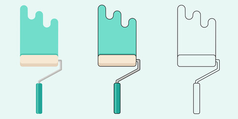 Paint roller flat vector illustration.
