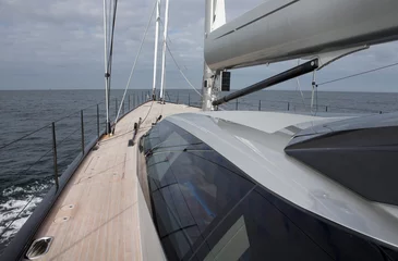 Gordijnen Sailing at Northsea. Waddenzee.. Noordzee. Super sailing yacht. Netherlands. Sailingboat. sail. © A