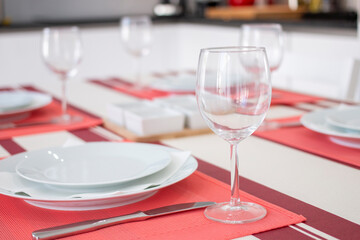 Table set on the kitchen